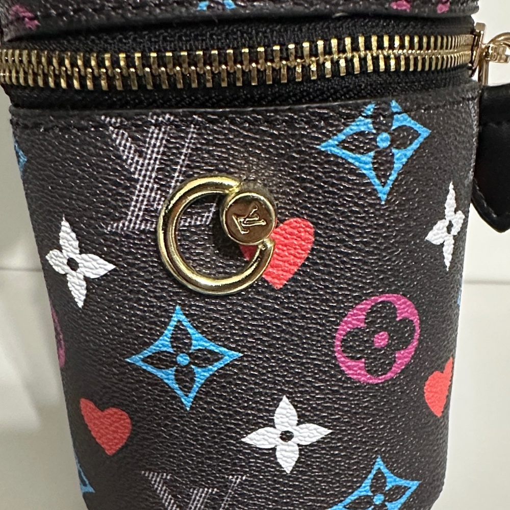 Black Multicolor Flowers Cosmetic Bag - Picture 7 of 16